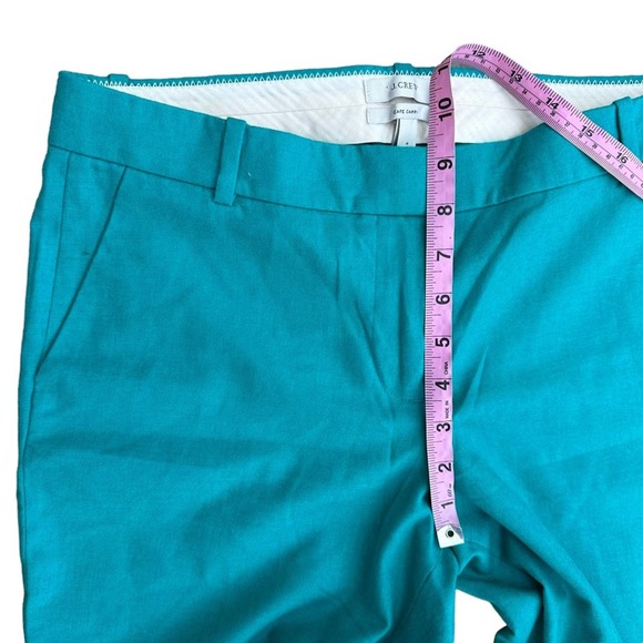 J Crew Cafe Capri Pants Womens Straight Leg Wool Cuffed Teal 6 - Picture 10 of 12